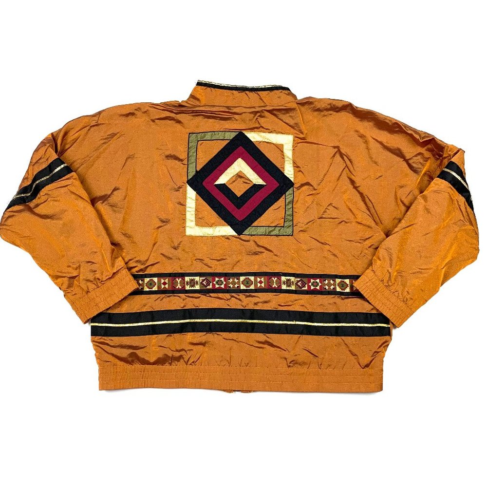 Vtg 90s Tail Retro Western Geometric Windbreaker